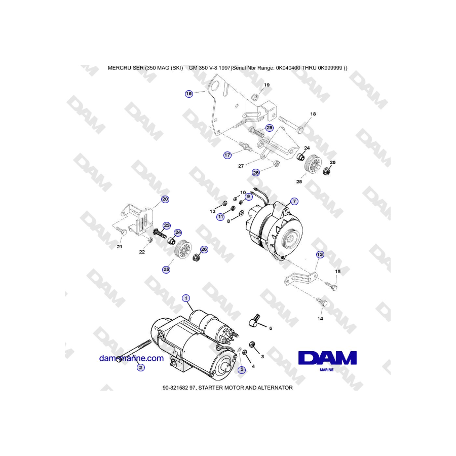 Mercruiser 350 MAG SKI GM350 V8 - STARTER MOTOR AND ALTERNATOR