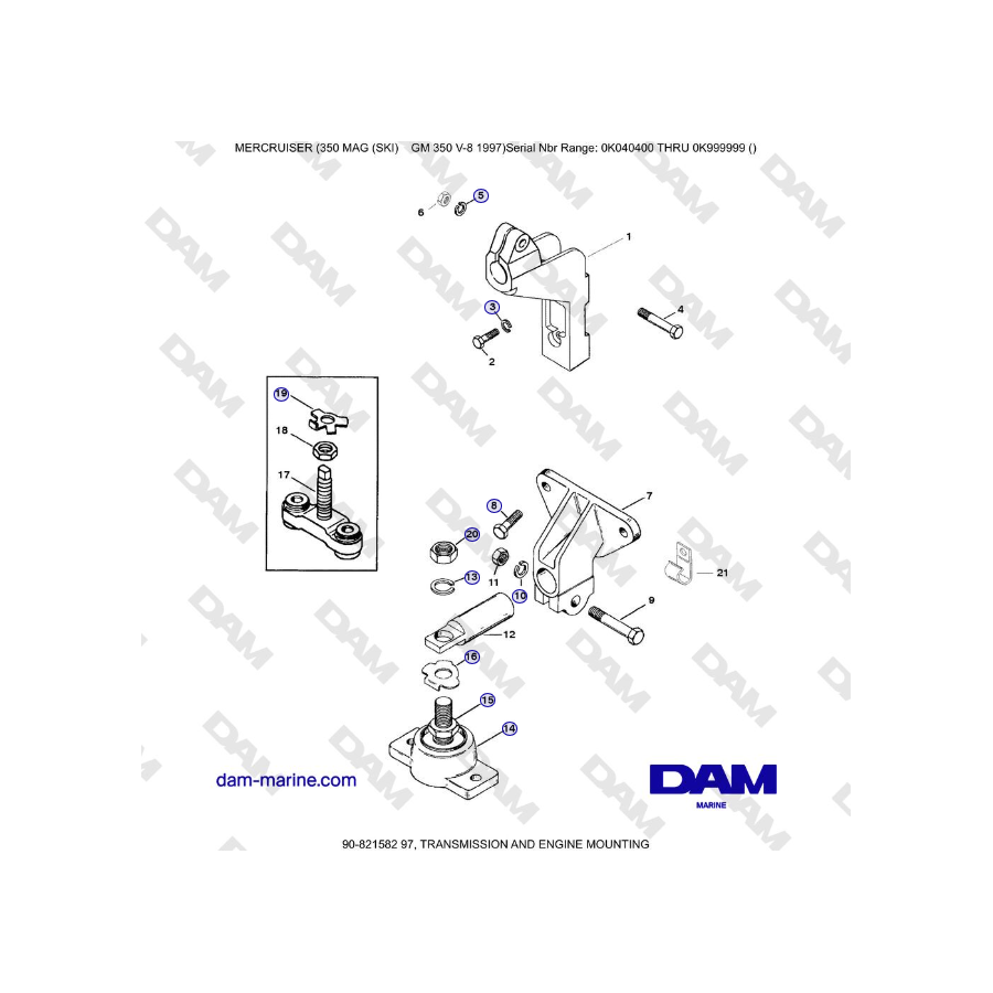 Mercruiser 350 MAG SKI GM350 V8 - TRANSMISSION AND ENGINE MOUNTING