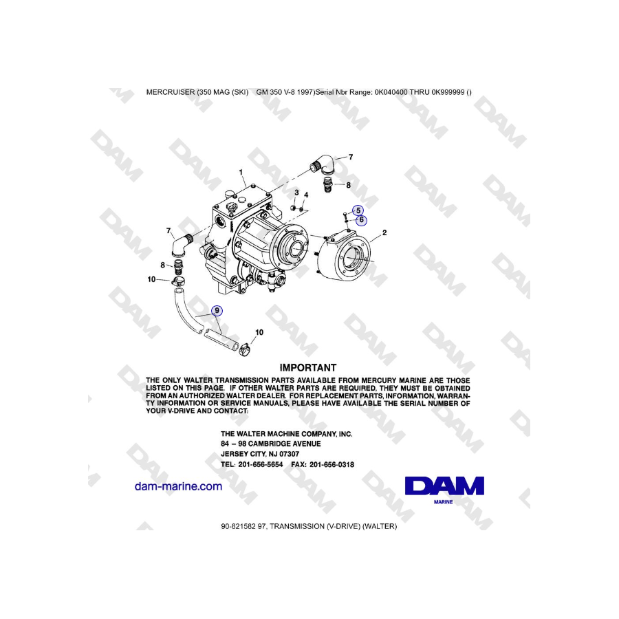 Mercruiser 350 MAG SKI GM350 V8 - TRANSMISSION (V-DRIVE) (WALTER)