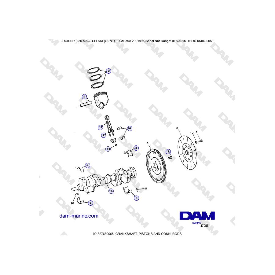 Mercruiser 350 MAG EFI (SKI) - CRANKSHAFT, PISTONS AND CONN. RODS