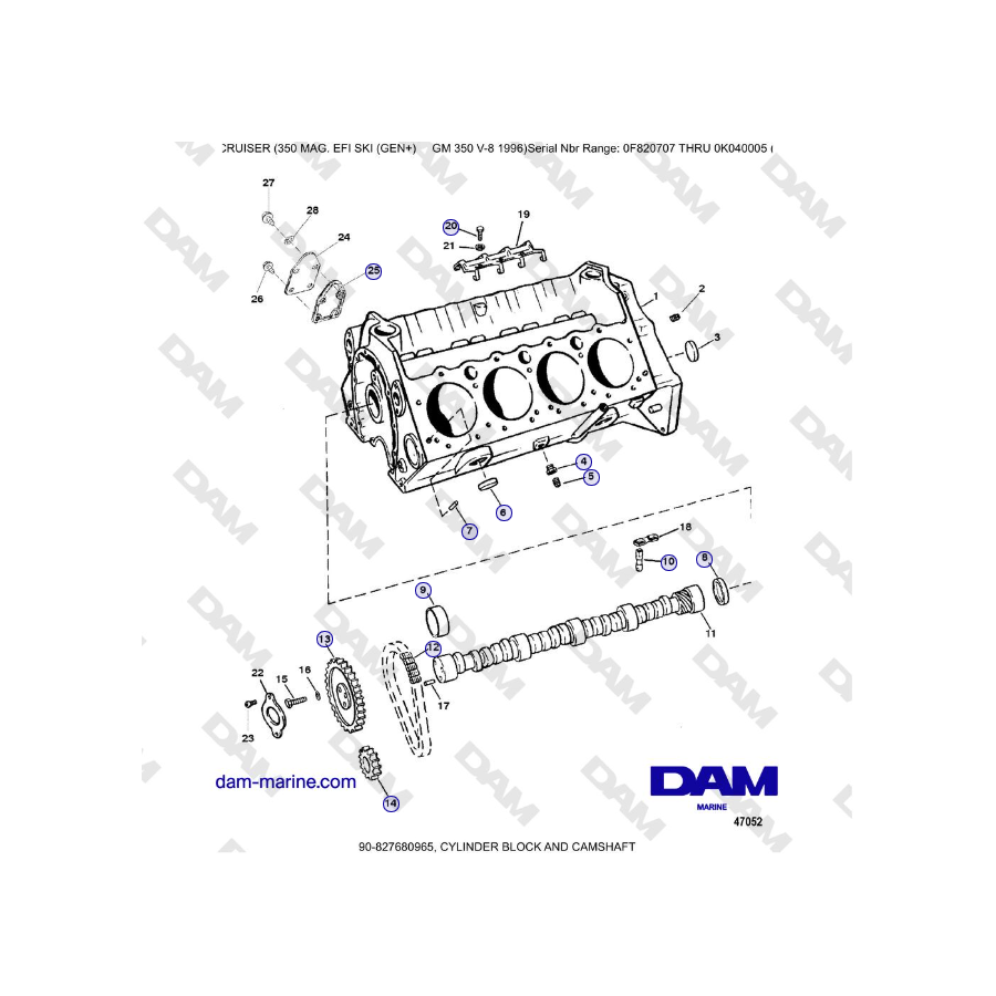 Mercruiser 350 MAG EFI (SKI) - CYLINDER BLOCK AND CAMSHAFT