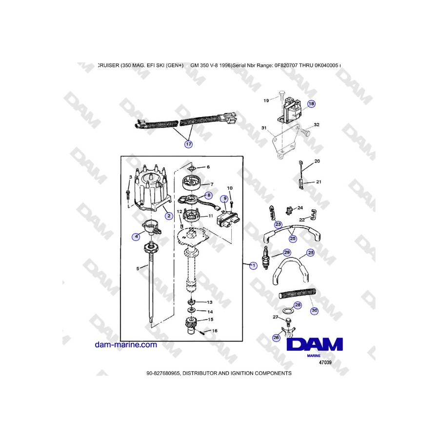 Mercruiser 350 MAG EFI (SKI) - DISTRIBUTOR AND IGNITION COMPONENTS