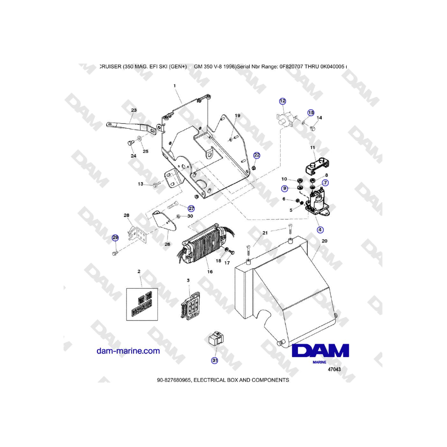 Mercruiser 350 MAG EFI (SKI) - ELECTRICAL BOX AND COMPONENTS