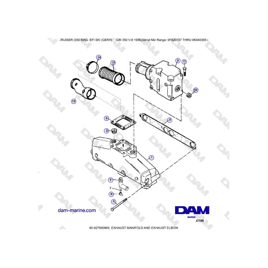 Mercruiser 350 MAG EFI (SKI) - EXHAUST MANIFOLD AND EXHAUST ELBOW