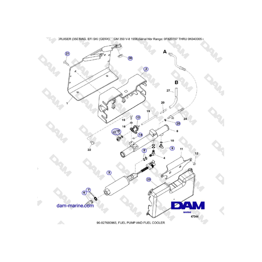 Mercruiser 350 MAG EFI (SKI) - FUEL PUMP AND FUEL COOLER