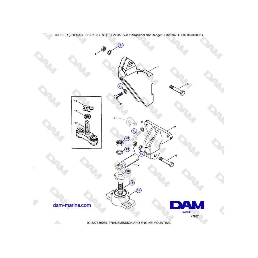 Mercruiser 350 MAG EFI (SKI) - TRANSMISSION AND ENGINE MOUNTING