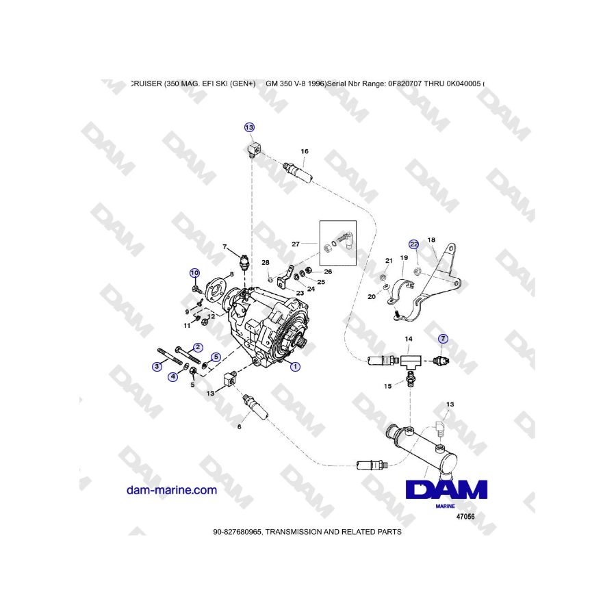 Mercruiser 350 MAG EFI (SKI) - TRANSMISSION AND RELATED PARTS