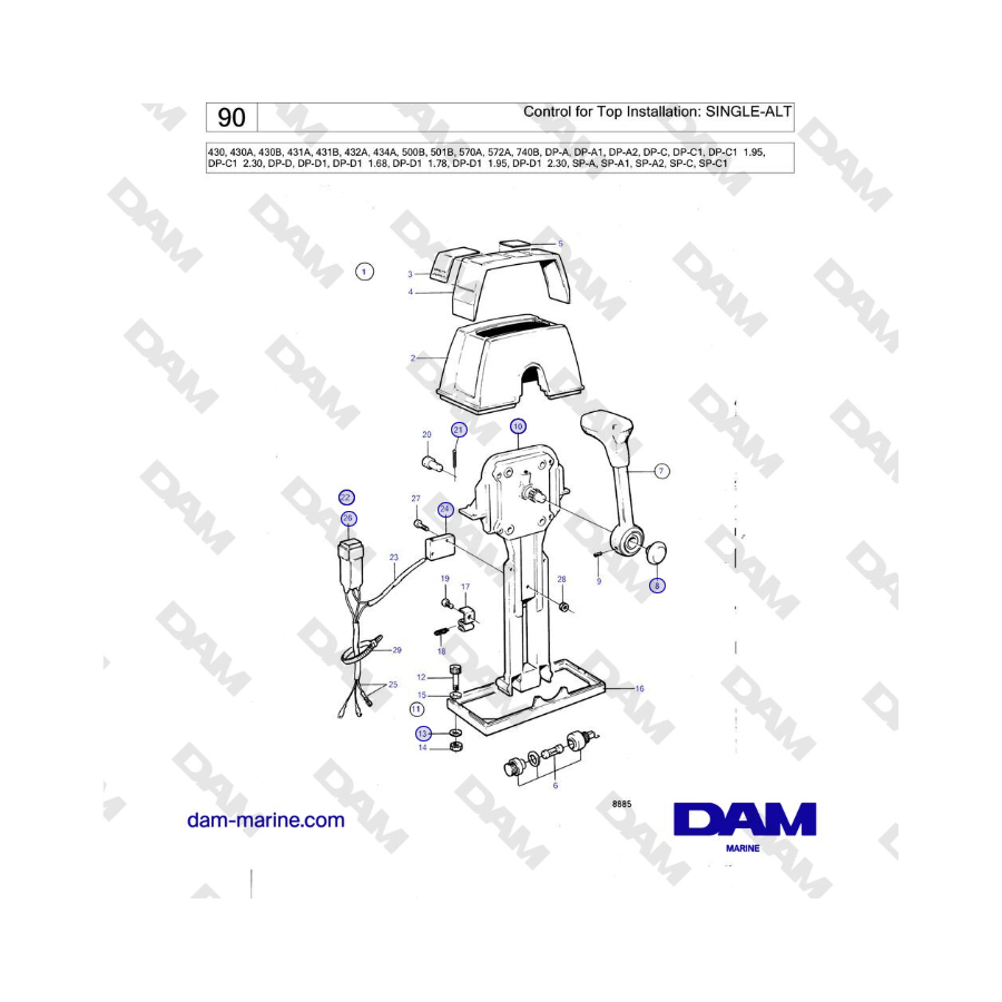 Volvo Penta SP-C / SP-C1 - Control for Top Installation: SINGLE-ALT