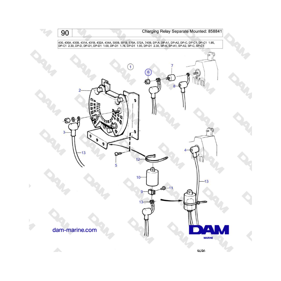 Volvo Penta SP-C / SP-C1 - Charging Relay Separate Mounted