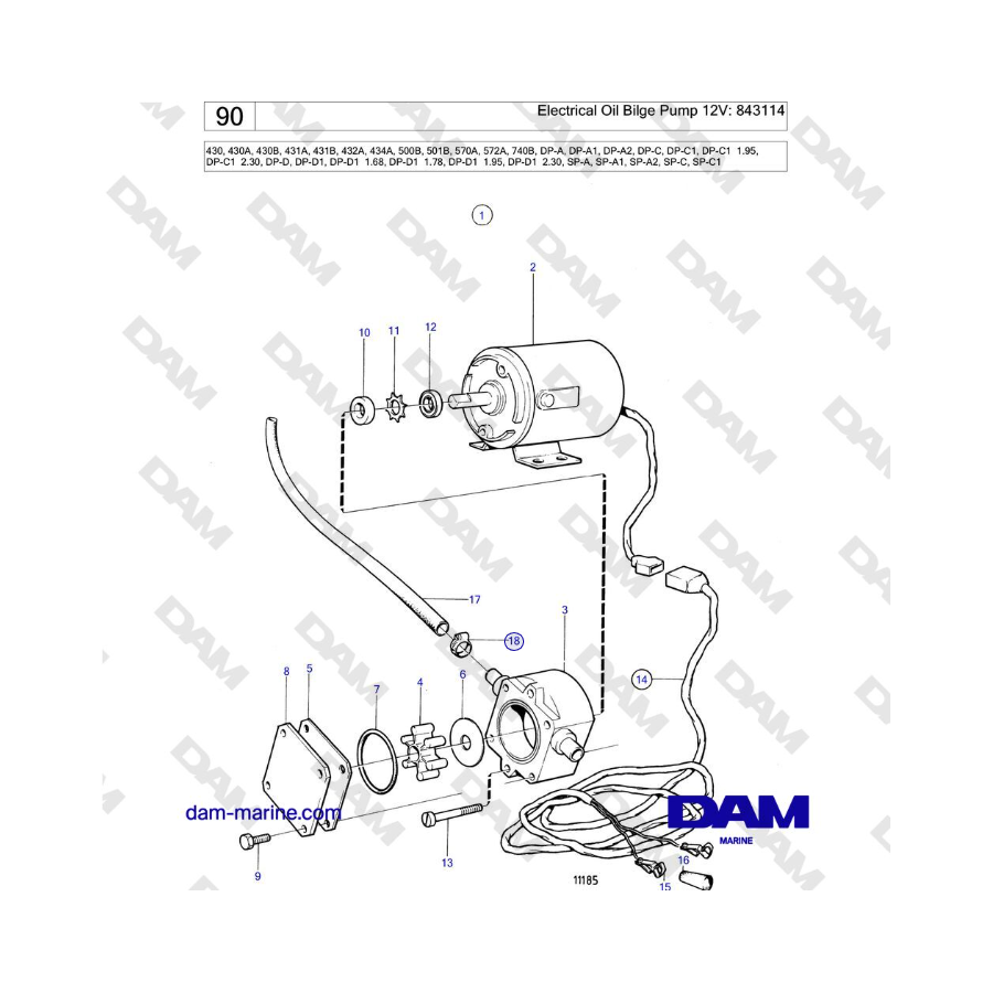 Volvo Penta SP-C / SP-C1 - Electrical Oil Bilge Pump 12V: 843114