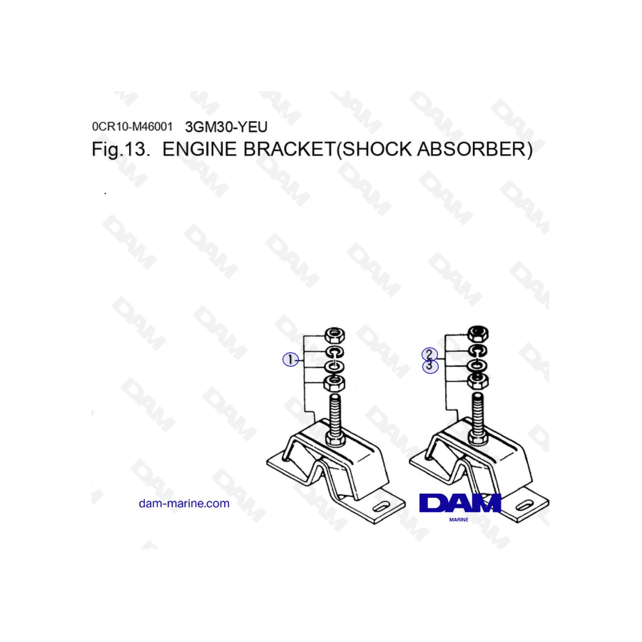 Yanmar 3GM30FC-YEU - ENGINE BRACKET(SHOCK ABSORBER)