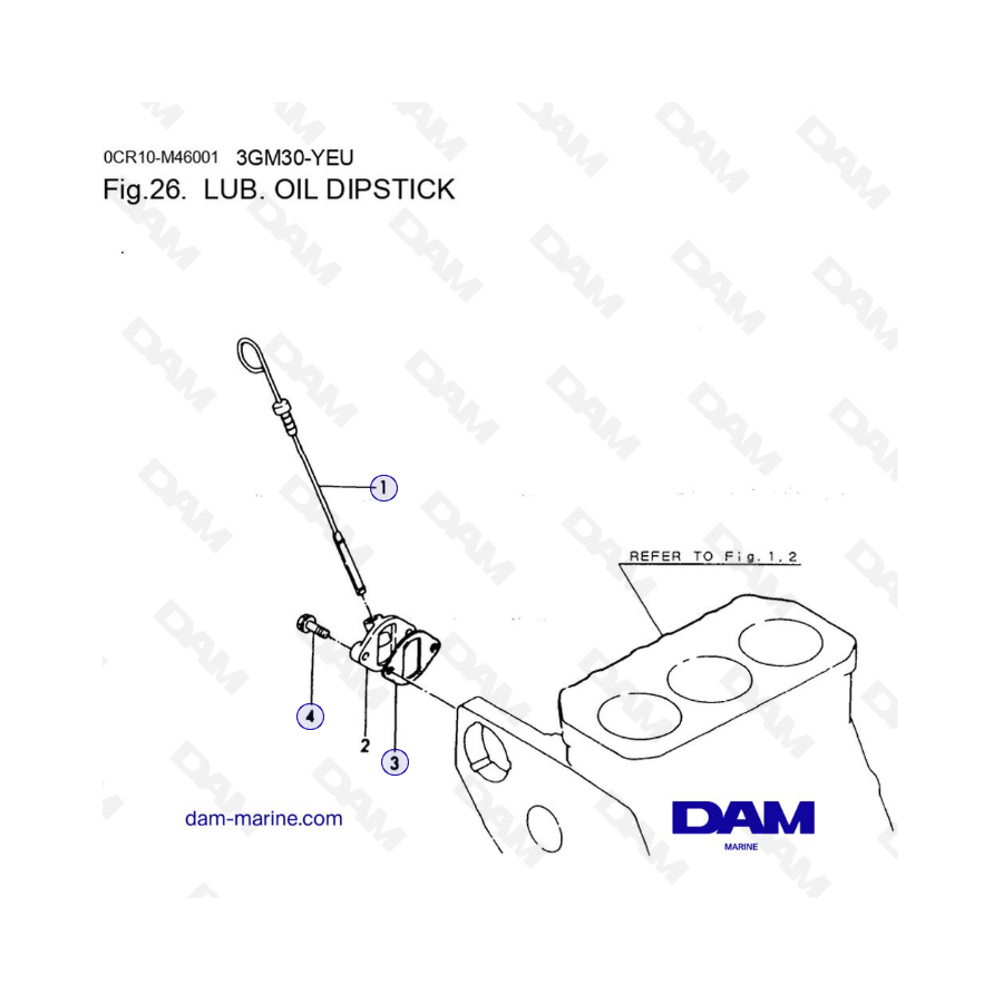 Yanmar 3GM30FC-YEU - LUB. OIL DIPSTICK