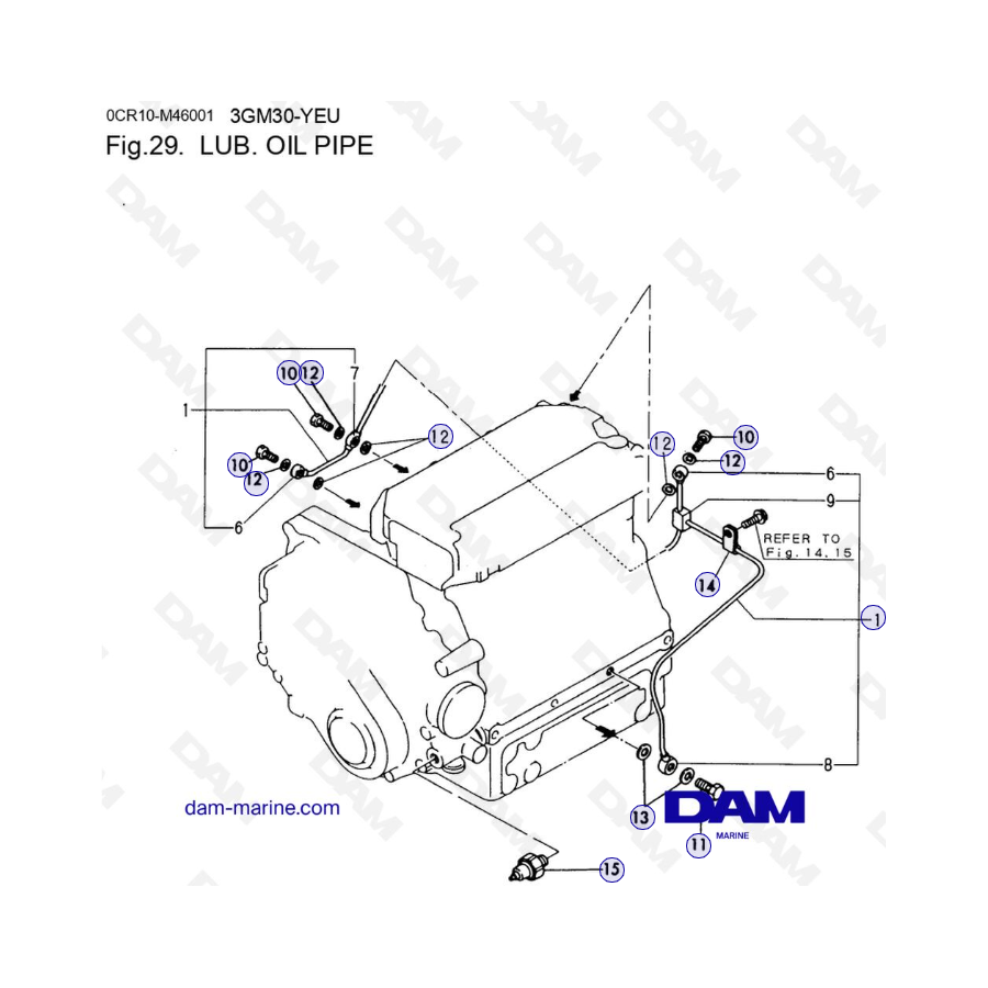 Yanmar 3GM30FC-YEU - LUB. OIL PIPE