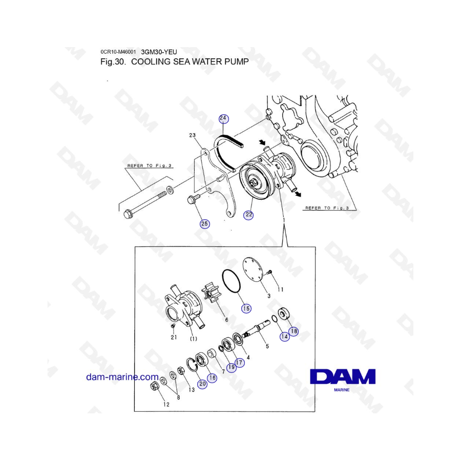 Yanmar 3GM30FC-YEU - COOLING SEA WATER PUMP