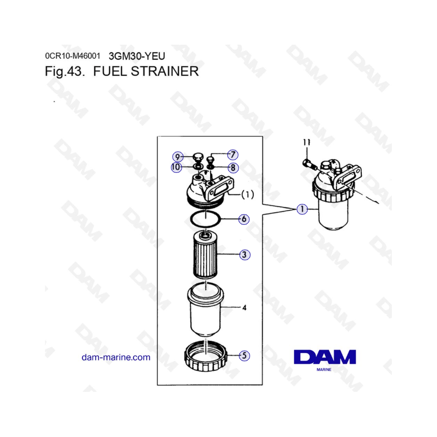 Yanmar 3GM30FC-YEU - FUEL STRAINER