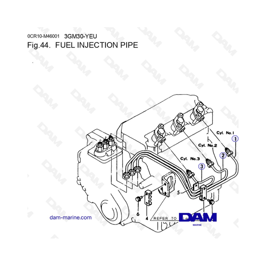 Yanmar 3GM30FC-YEU - FUEL INJECTION PIPE