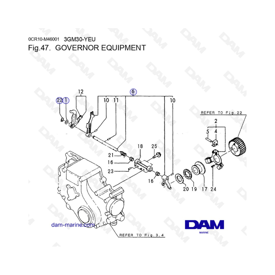 Yanmar 3GM30FC-YEU - GOVERNOR EQUIPMENT