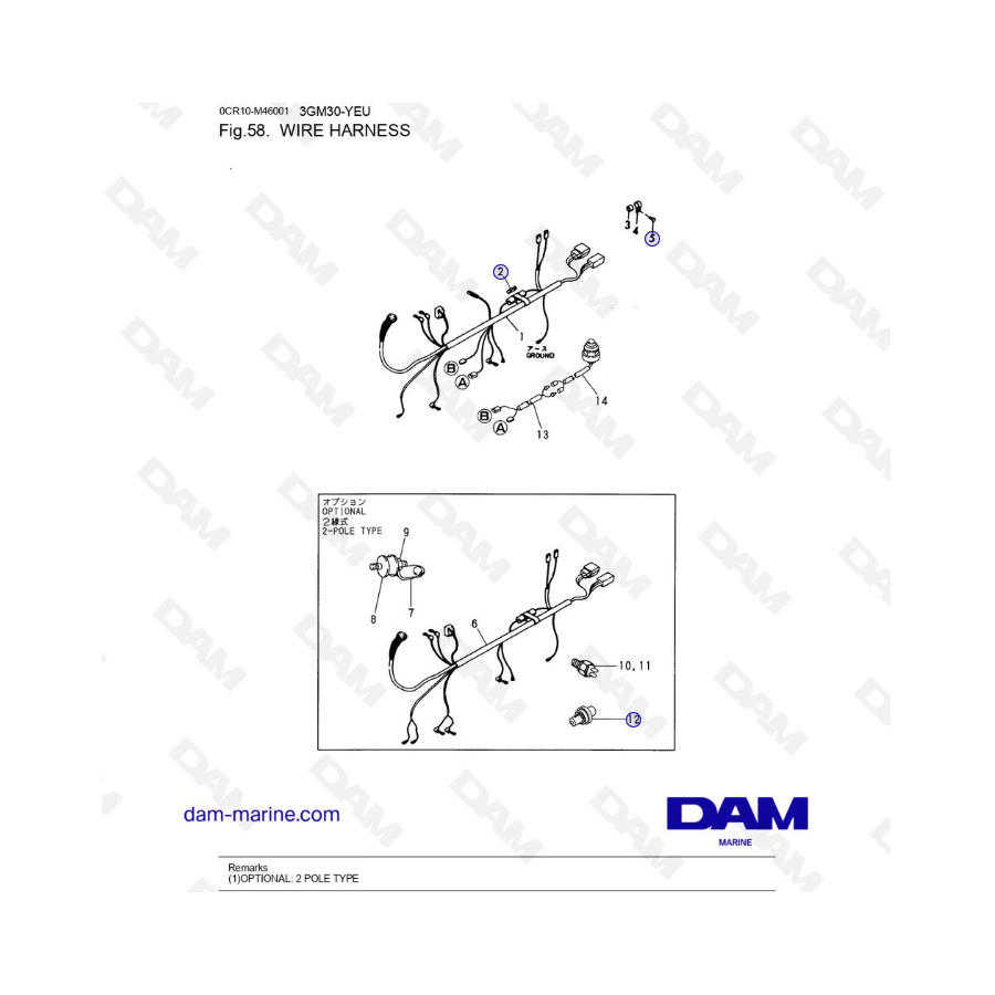 Yanmar 3GM30FC-YEU - WIRE HARNESS