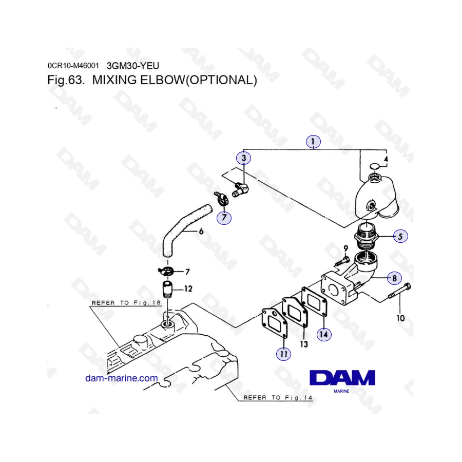 Yanmar 3GM30FC-YEU - MIXING ELBOW(OPTIONAL)