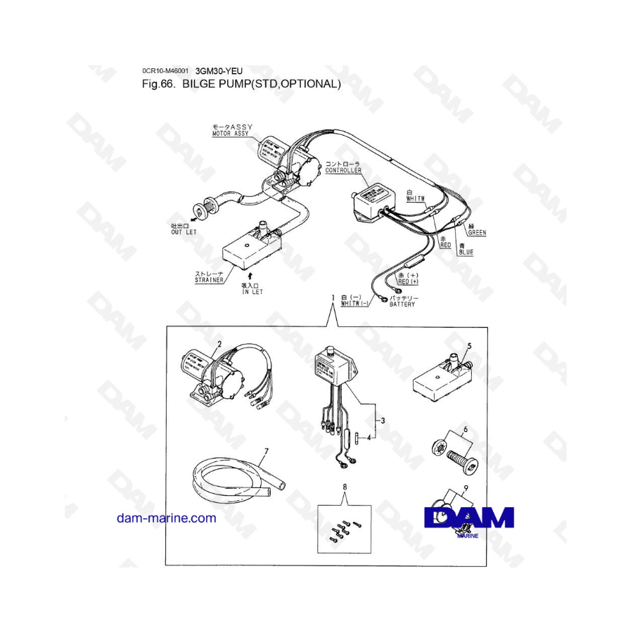 Yanmar 3GM30FC-YEU - BILGE PUMP(STD,OPTIONAL)