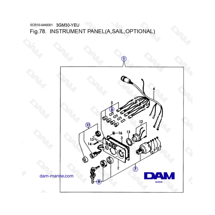 Yanmar 3GM30FC-YEU - INSTRUMENT PANEL(A,SAIL,OPTIONAL)