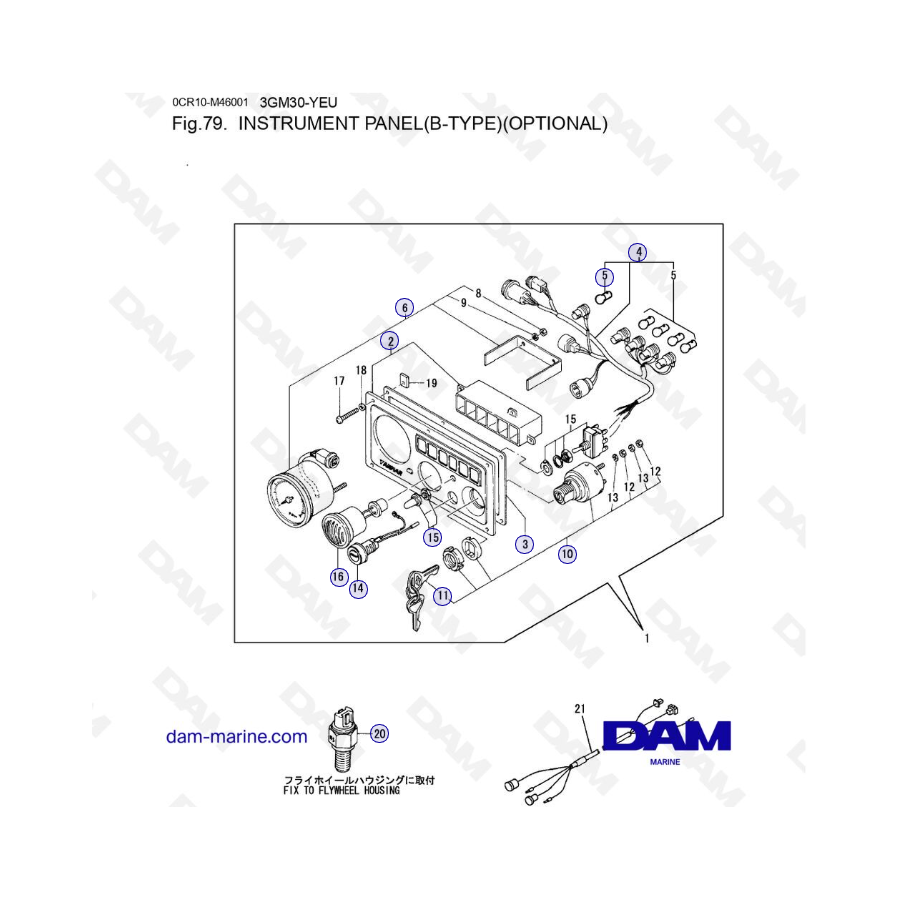 Yanmar 3GM30FC-YEU - INSTRUMENT PANEL(B-TYPE)(OPTIONAL)