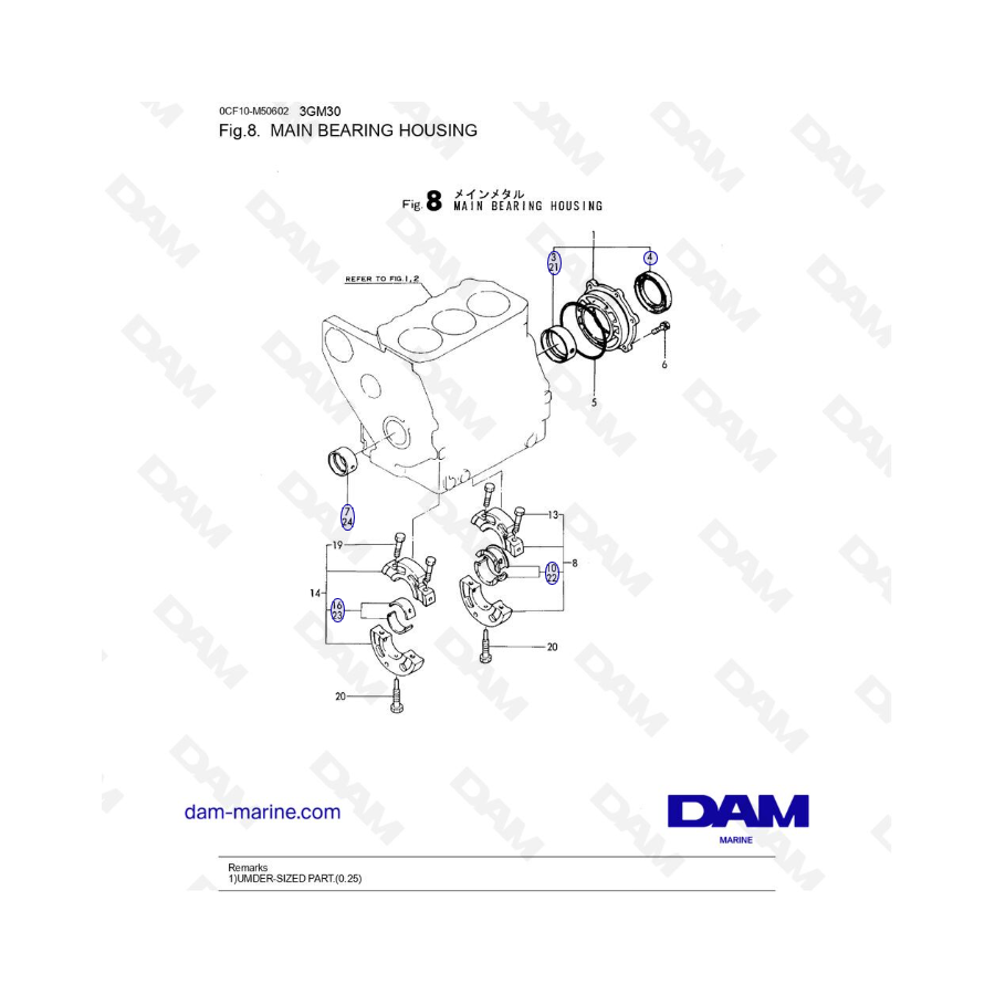 Yanmar 3GM30FC - MAIN BEARING HOUSING