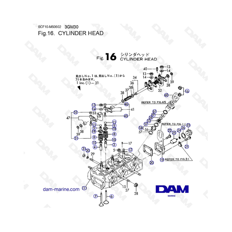 Yanmar 3GM30FC - CYLINDER HEAD