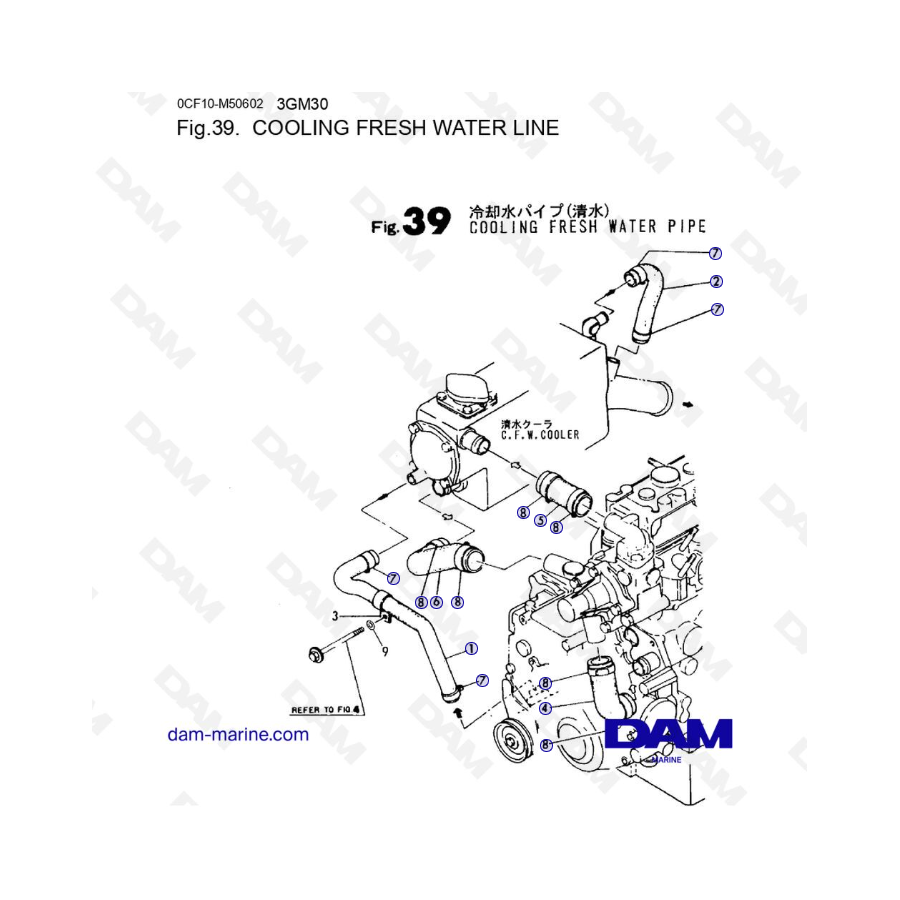 Yanmar Marine 3GM30F - COOLING FRESH WATER LINE