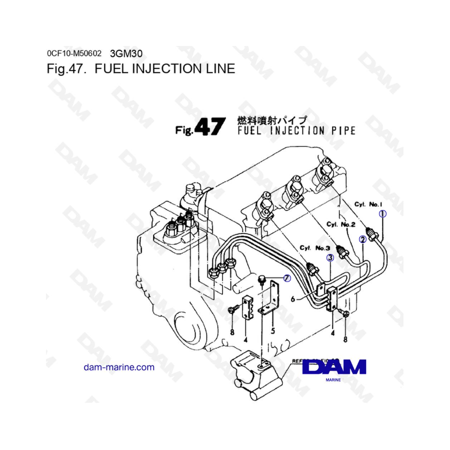 Yanmar Marine 3GM30FC - FUEL INJECTION LINE