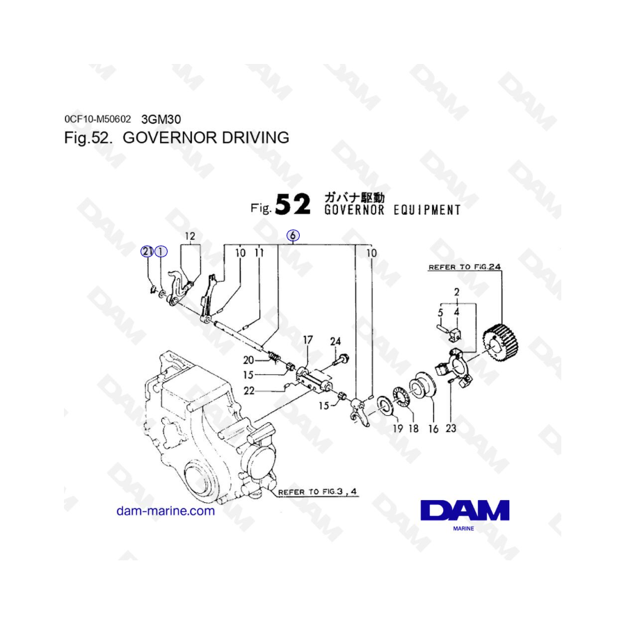 Yanmar Marine 3GM30FC - GOVERNOR DRIVING