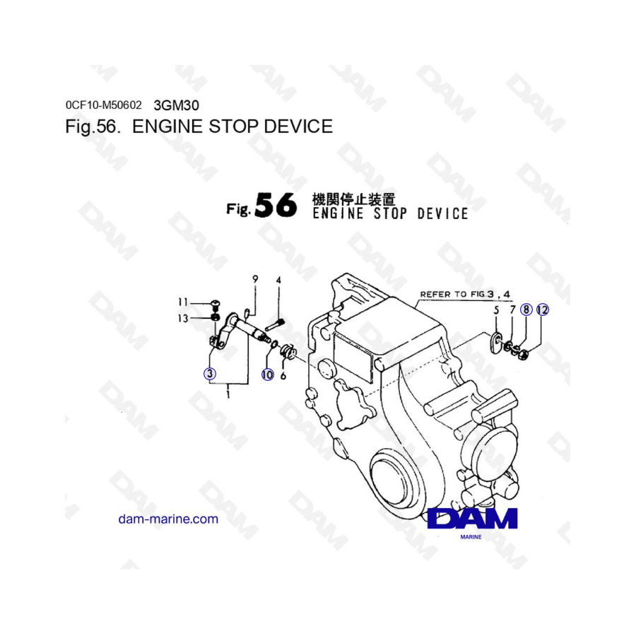 Yanmar Marine 3GM30FC - ENGINE STOP DEVICE