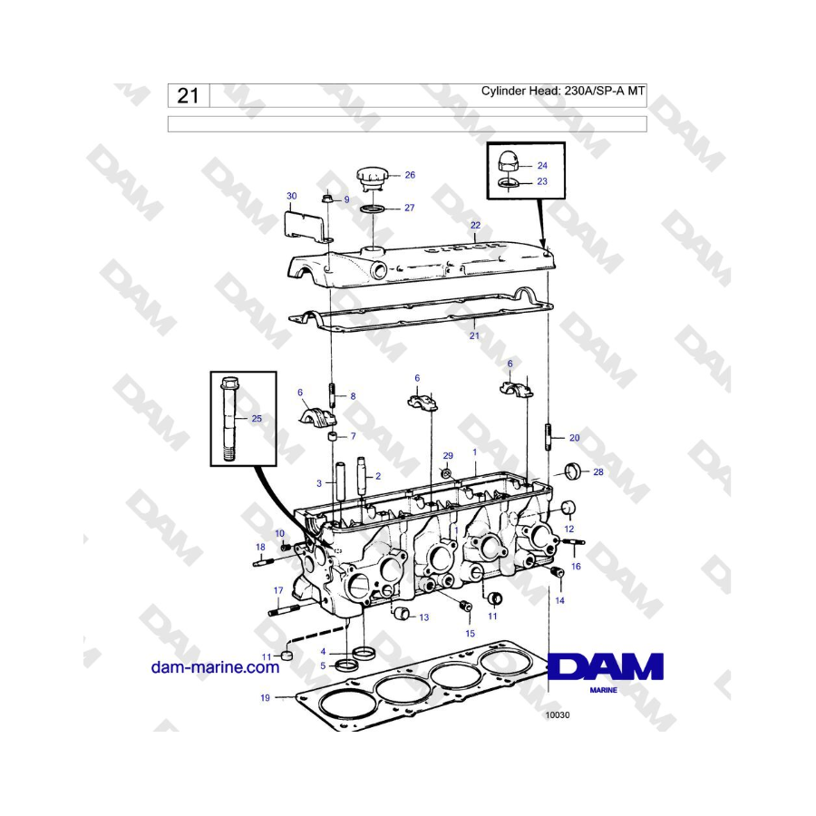 Volvo Penta 230 - Cylinder Head: 230A/SP-A MT