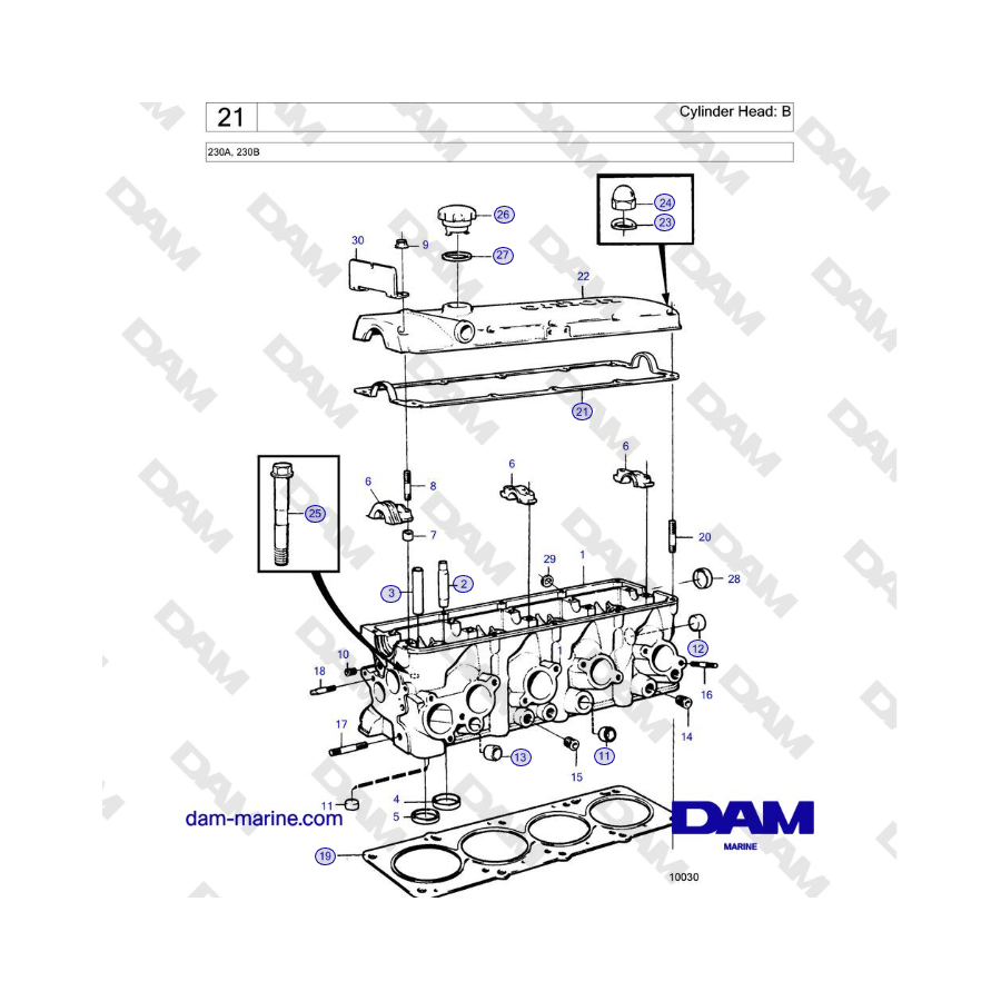 Volvo Penta 230 - Cylinder Head: B