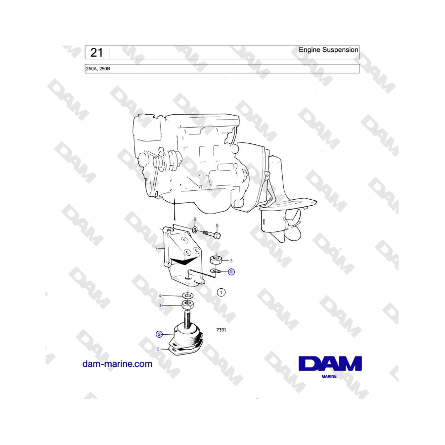 Volvo Penta 250A, 250B - Engine Suspension