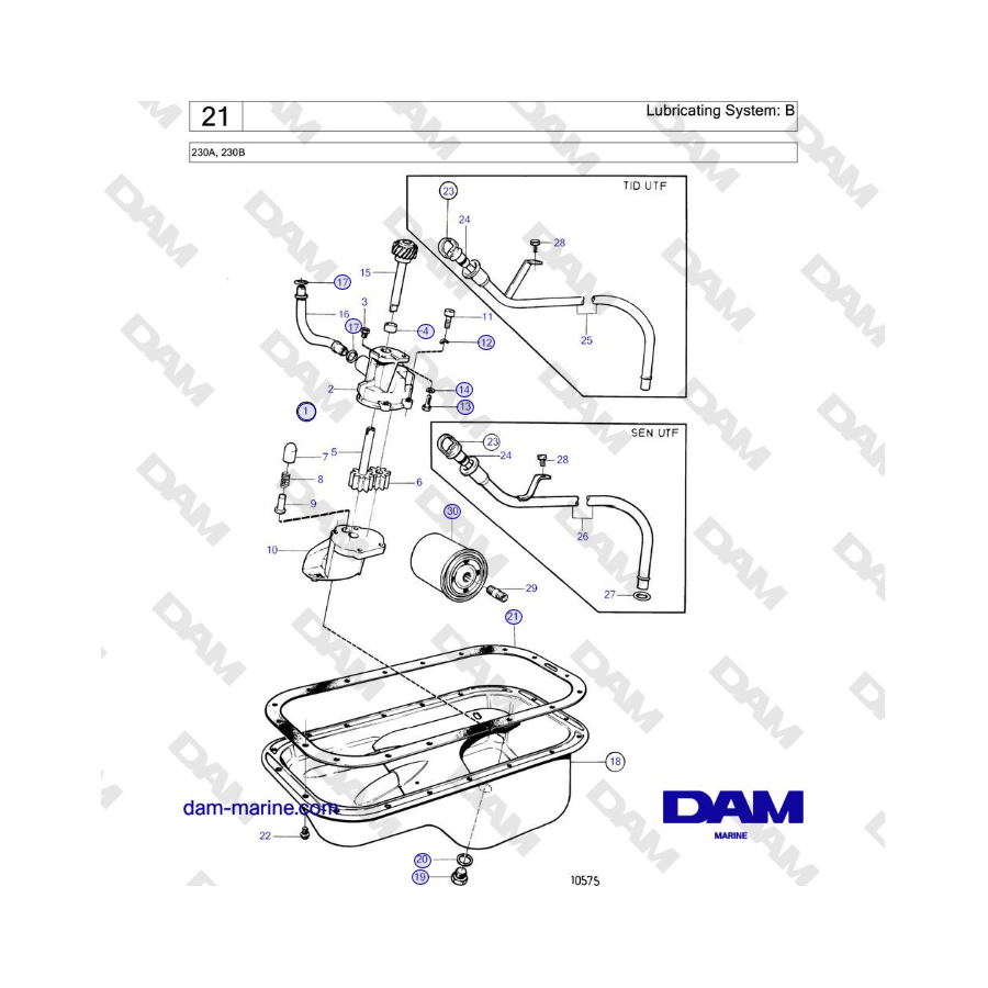 Volvo Penta 230A, 230B - Lubricating System: B