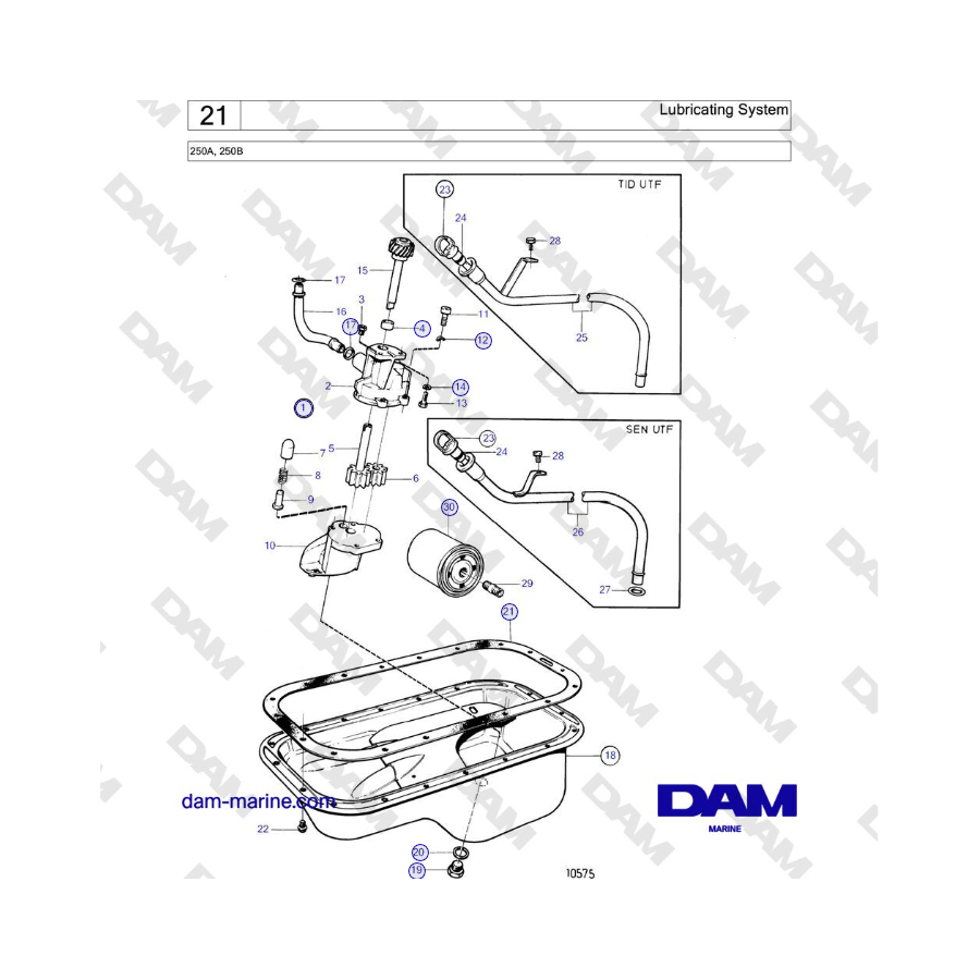 Volvo Penta 250A, 250B - Lubricating System