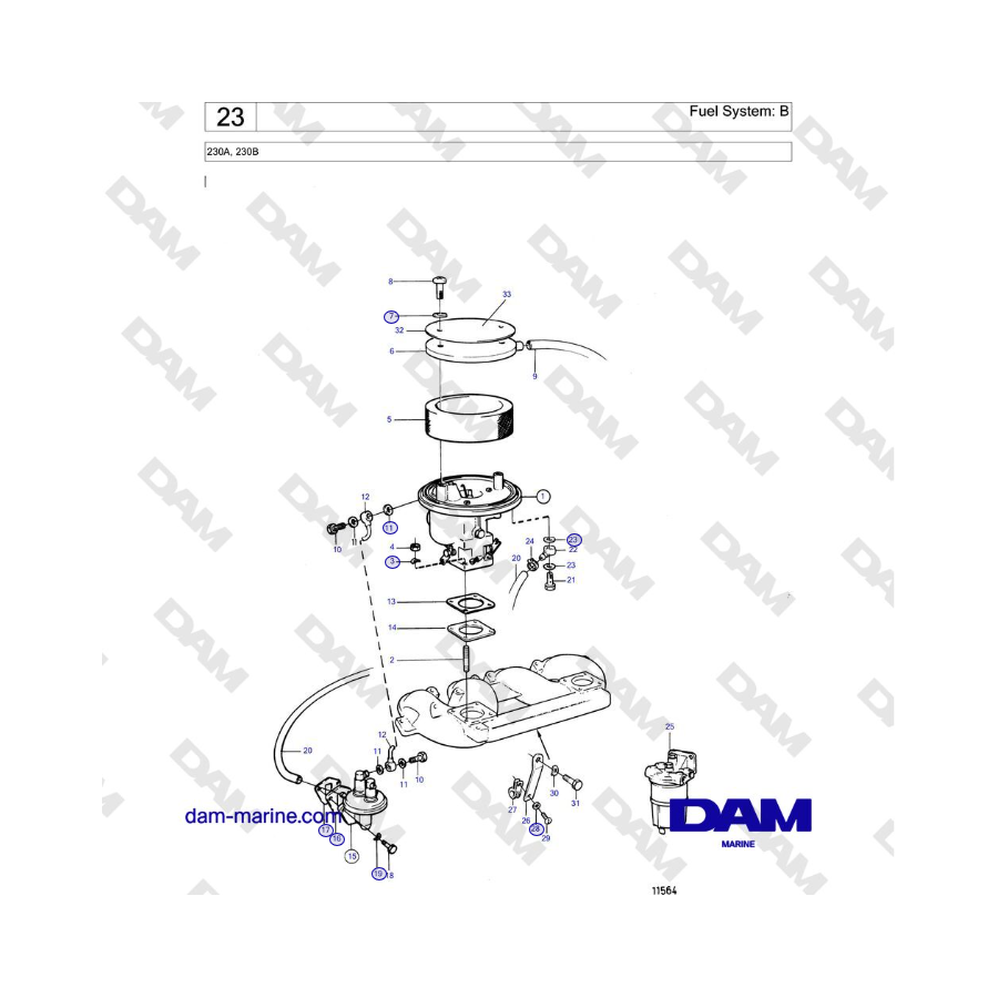 Volvo Penta 230A, 230B - Fuel System: B