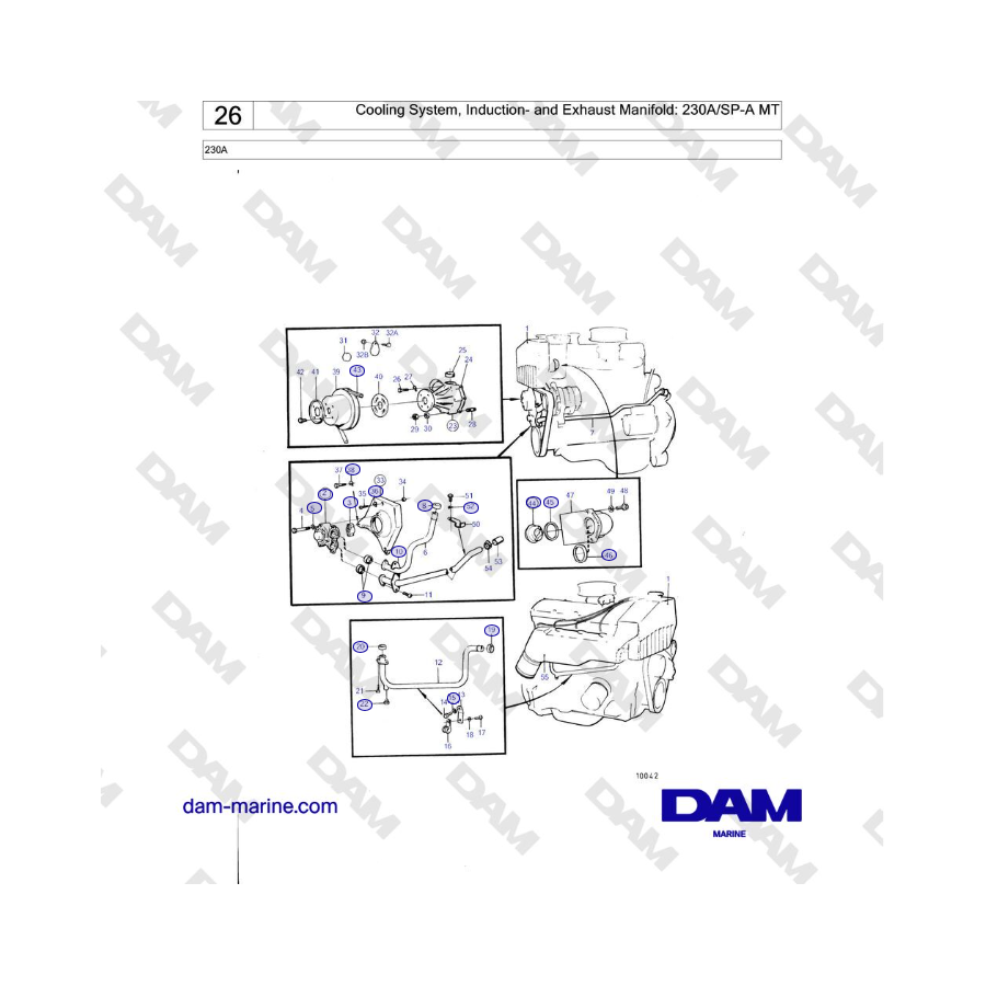 Volvo Penta 230A - Cooling System, Induction- and Exhaust Manifold: 230A/SP-A MT