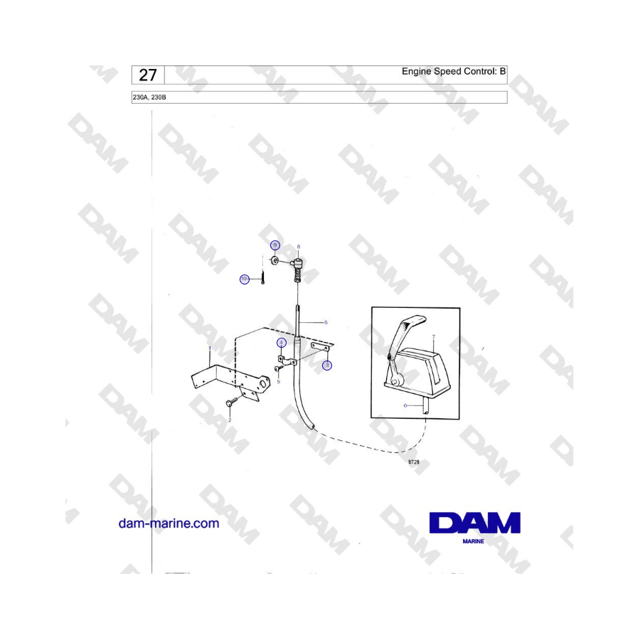 Volvo Penta 230A, 230B - Engine Speed Control: B