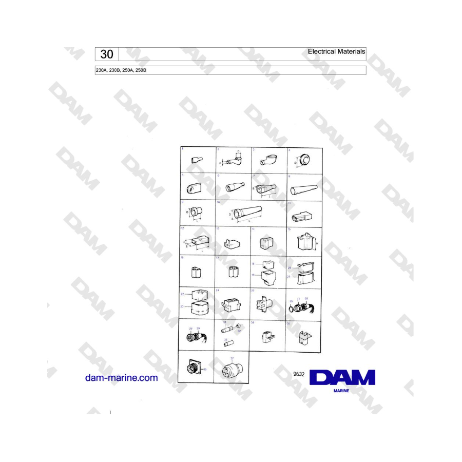 Volvo Penta 230A, 230B, 250A, 250B - Electrical Materials