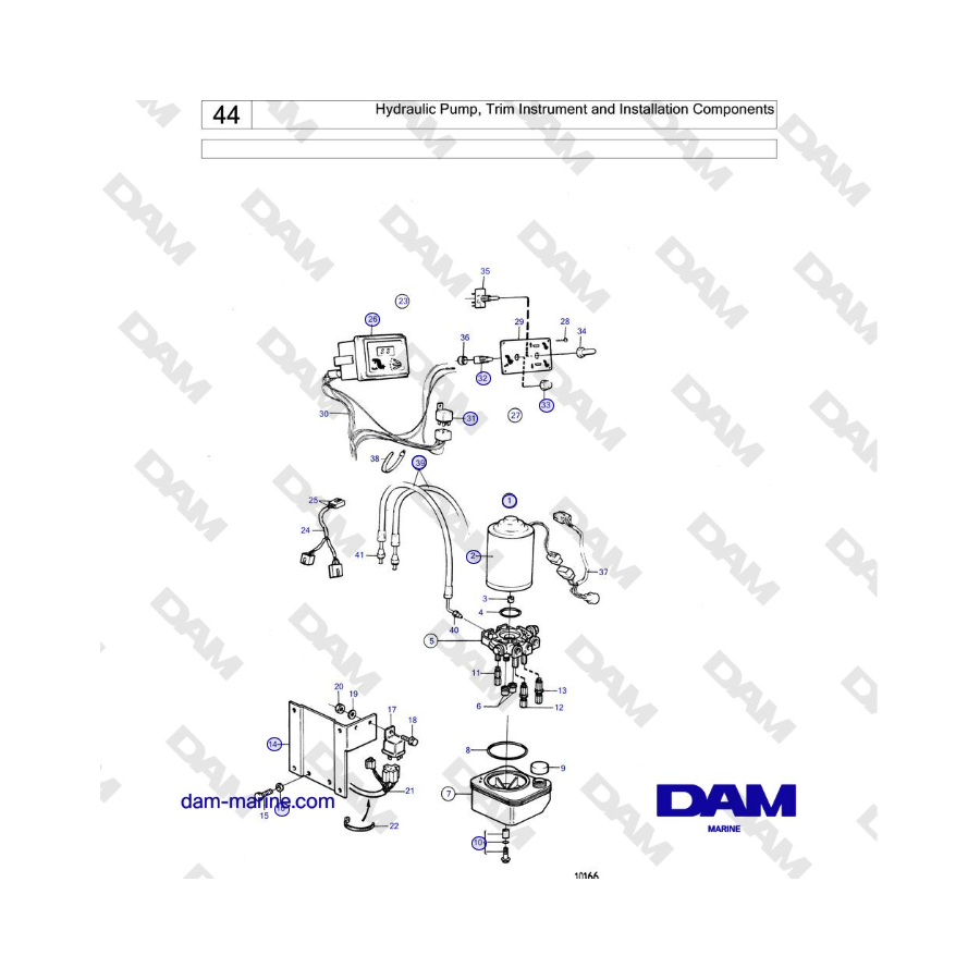 Volvo Penta 230A, 230B, 250A, 250B - Hydraulic Pump, Trim Instrument and Installation Components