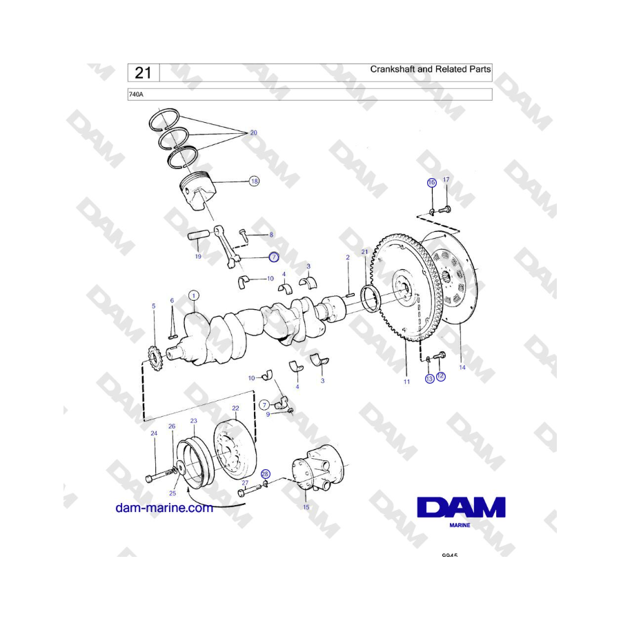 Volvo Penta 740A - Crankshaft and Related Parts