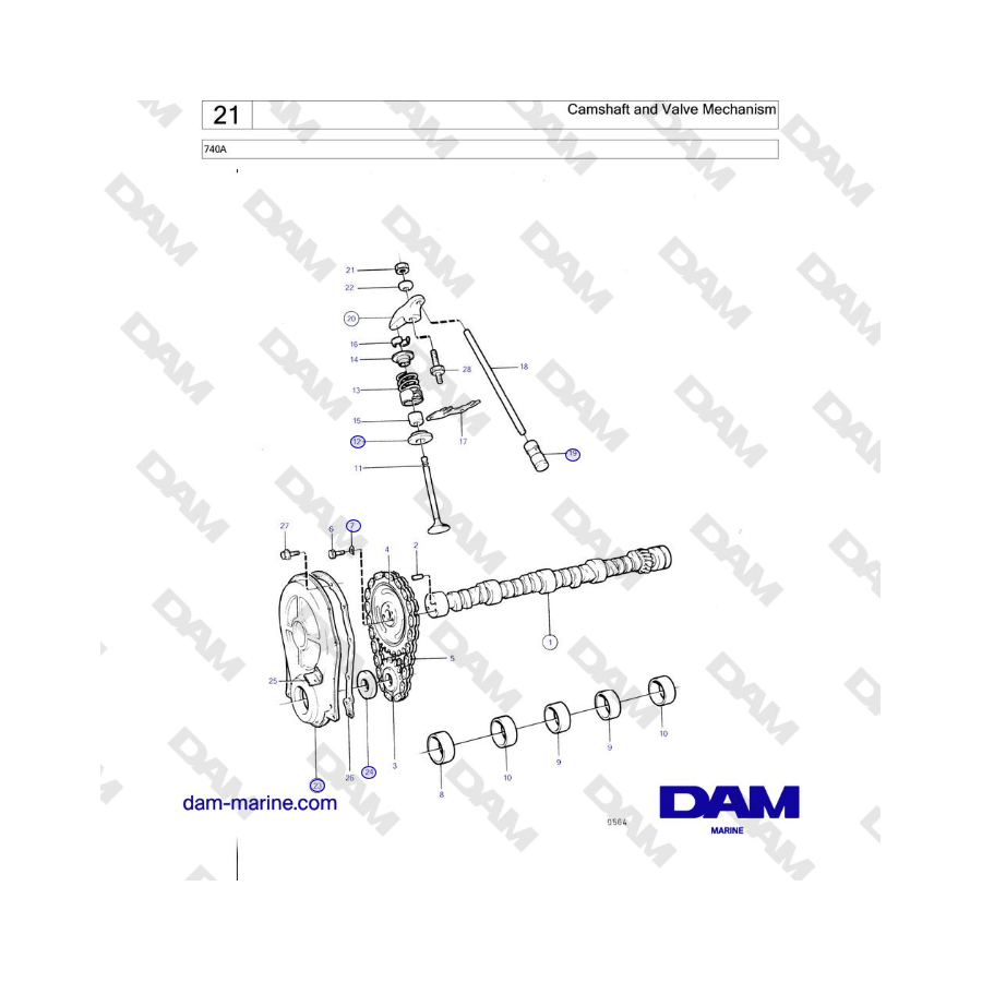 Volvo Penta 740A - Camshaft and Valve Mechanism