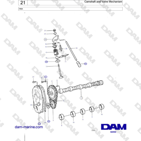 Volvo Penta 740A - Camshaft and Valve Mechanism