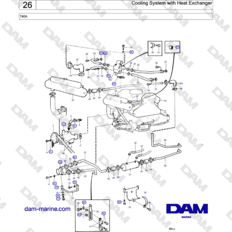 Volvo Penta 740A - Cooling System with Heat Exchanger