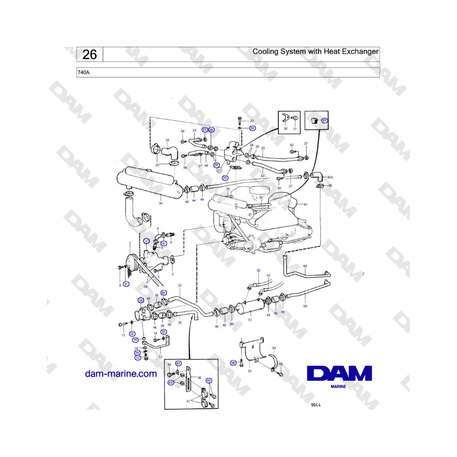 Volvo Penta 740A - Cooling System with Heat Exchanger