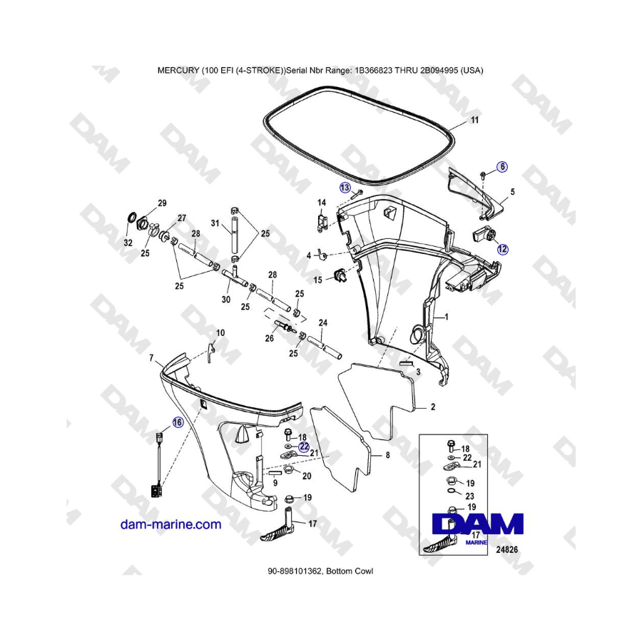 Mercruiser EFI 100 (4-STROKE) - Bottom Cowl