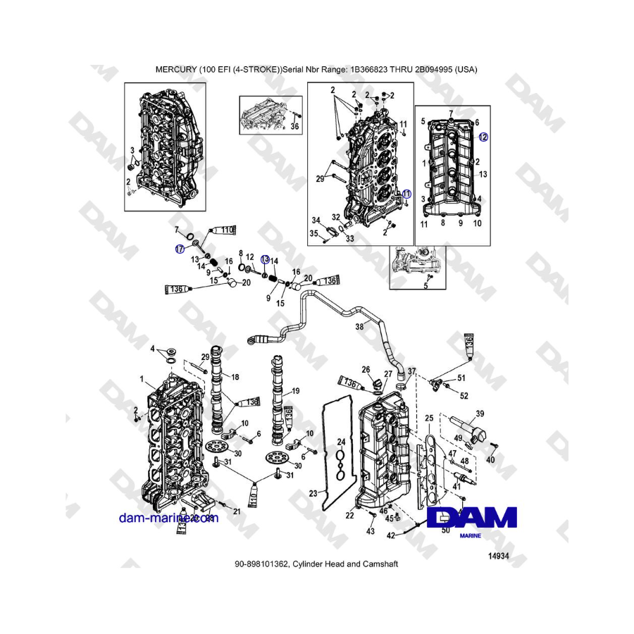 Mercruiser EFI 100 (4-STROKE) - Cylinder Head and Camshaft