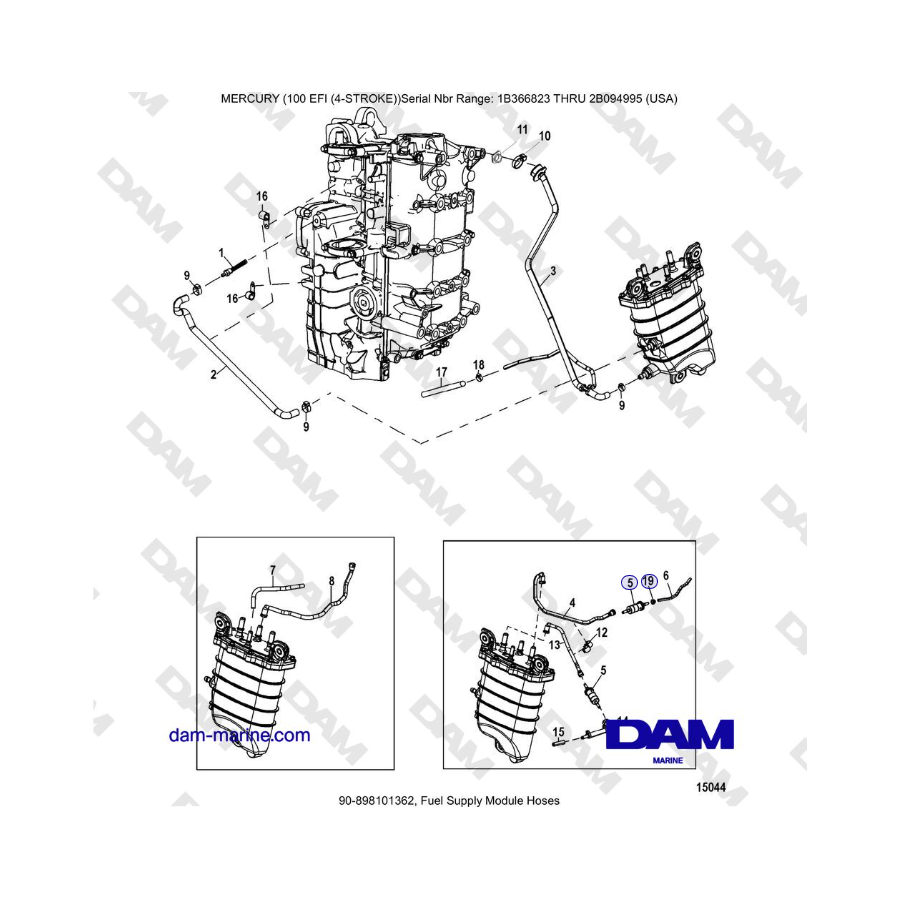 Mercruiser EFI 100 (4-STROKE) - Fuel Supply Module Hoses